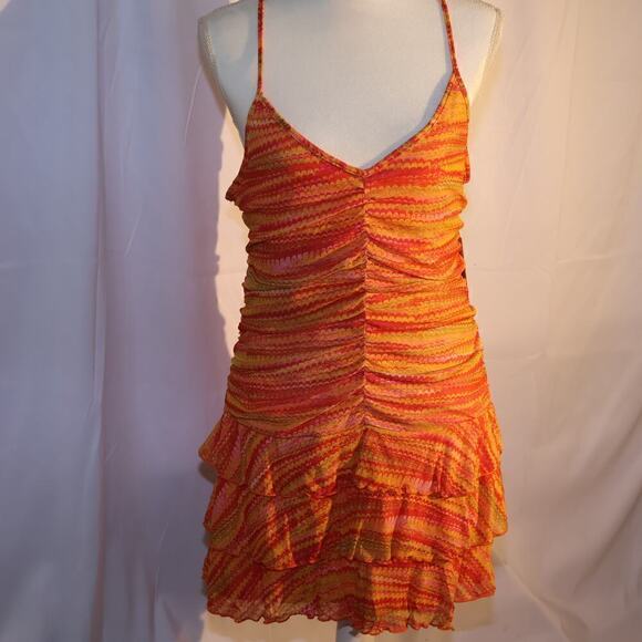 Wild Fables Pink Zig Zag Sun Dress Sunburst Sparkly Size Large Strap - Picture 1 of 14